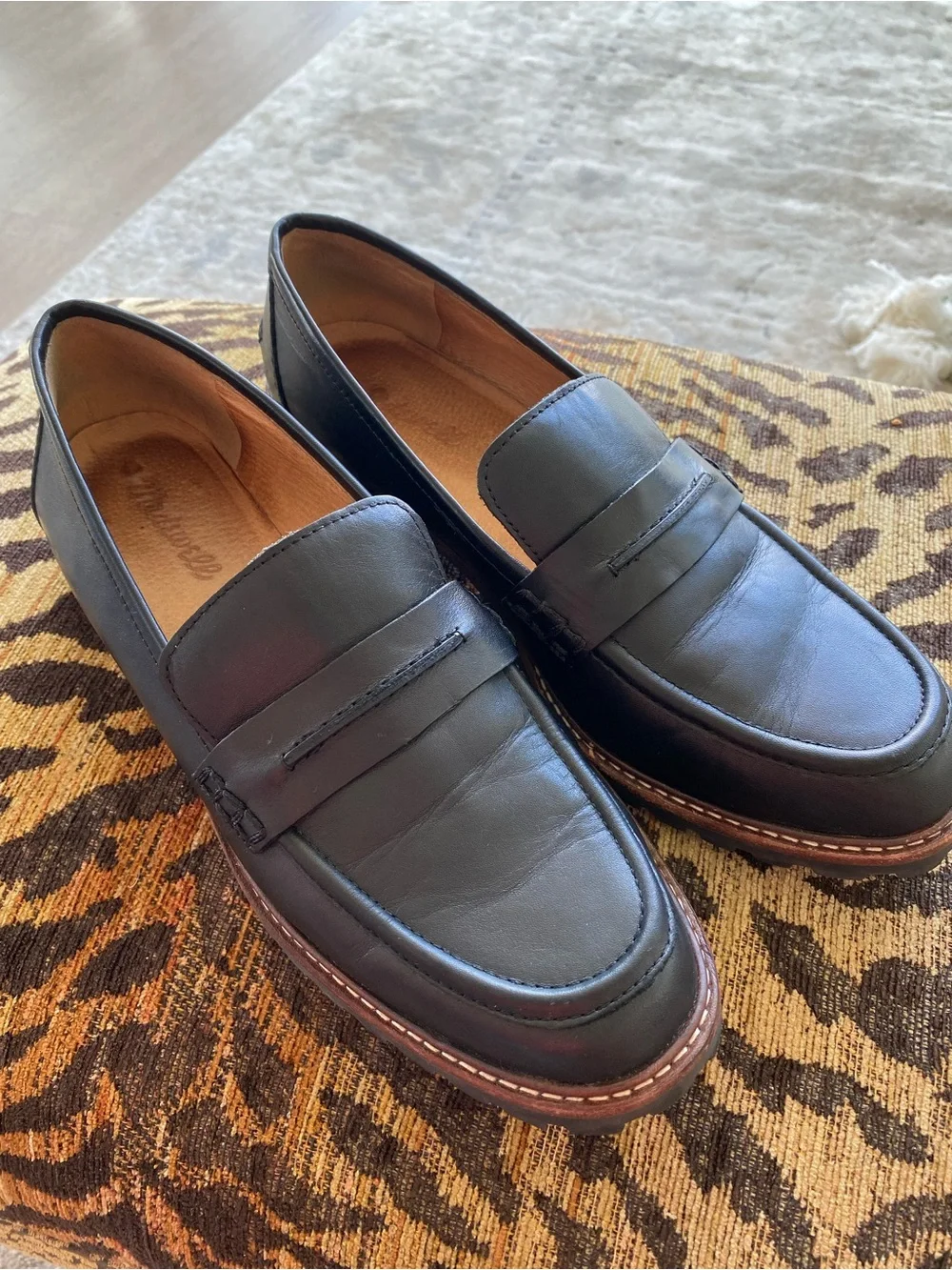 Madewell Black Leather Penny Loafers